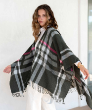 Image of a woman wearing a green plaid wrap