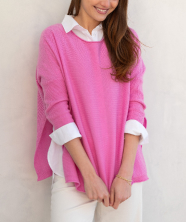 Image of woman in a pink cashmere sweater