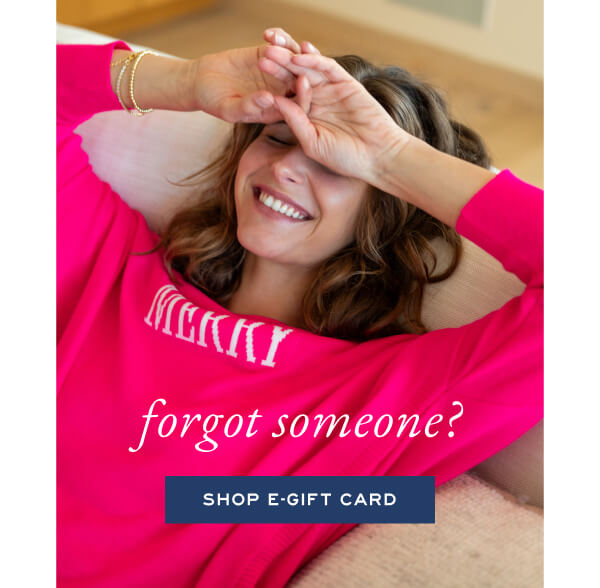 Forgot someone? - Shop e-gift card - Image of a woman wearing a pink sweater