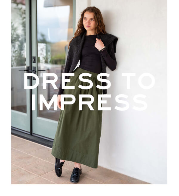 Dress to Impress - Image of a woman wearing a green maxi skirt