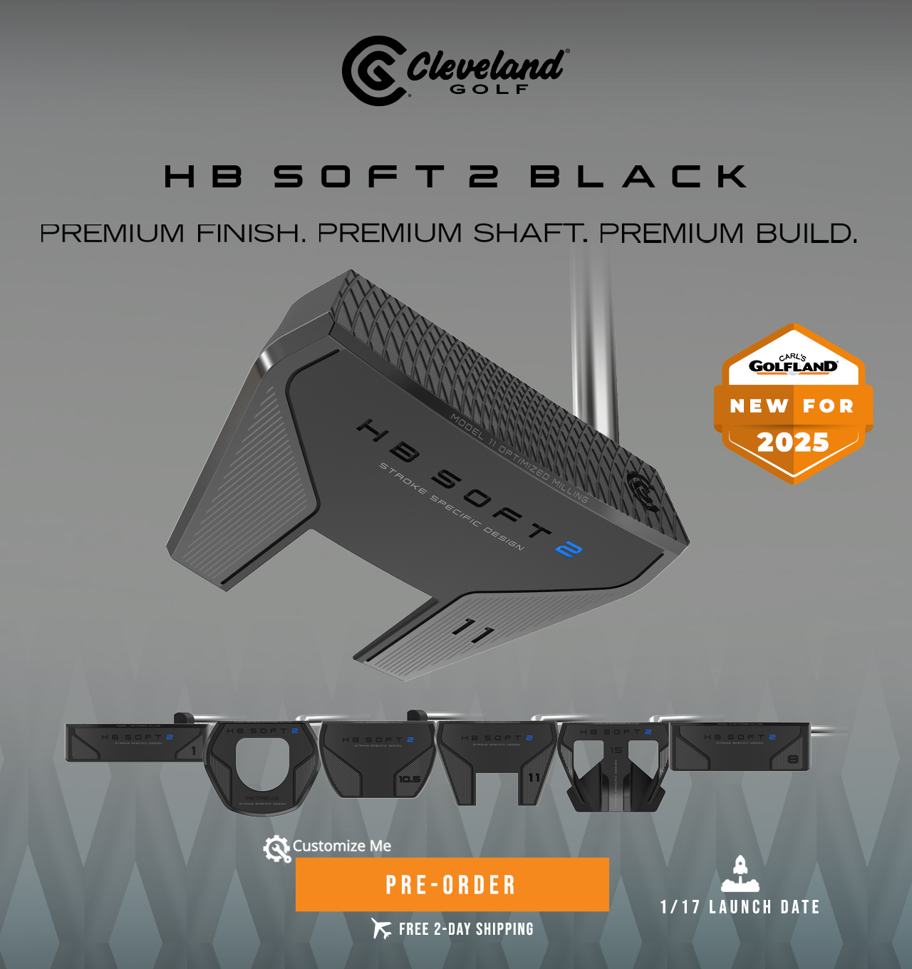 Cleveland HB Soft 2 Black Putters | Pre-Order Now