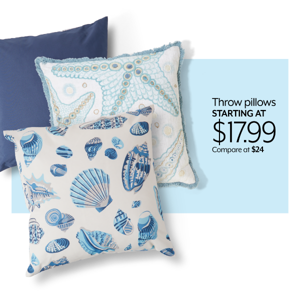 Throw pillows starting at 17.99