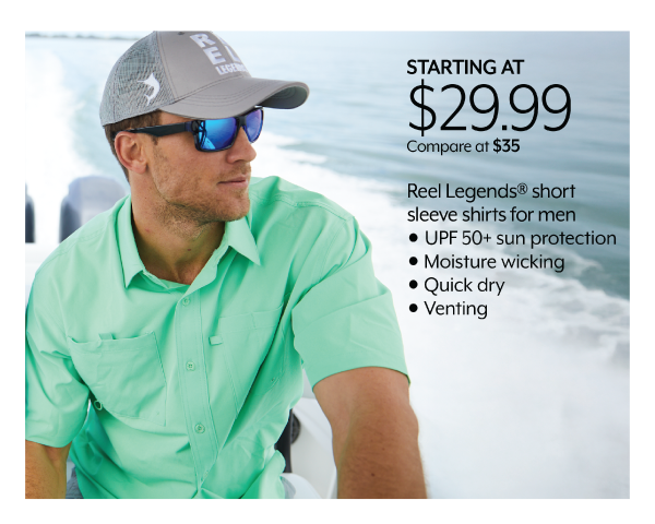 Starting at 29.99 Reel Legends Short Sleeve men's shirts