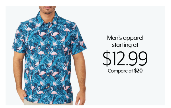 Men's apparel starting at 12.99
