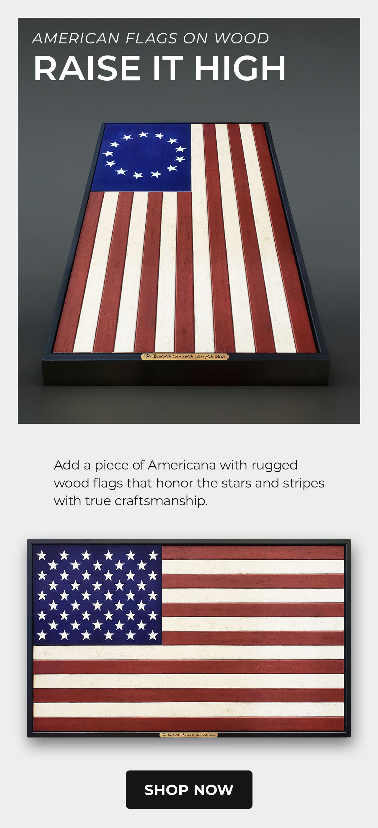 American Flags On Wood
