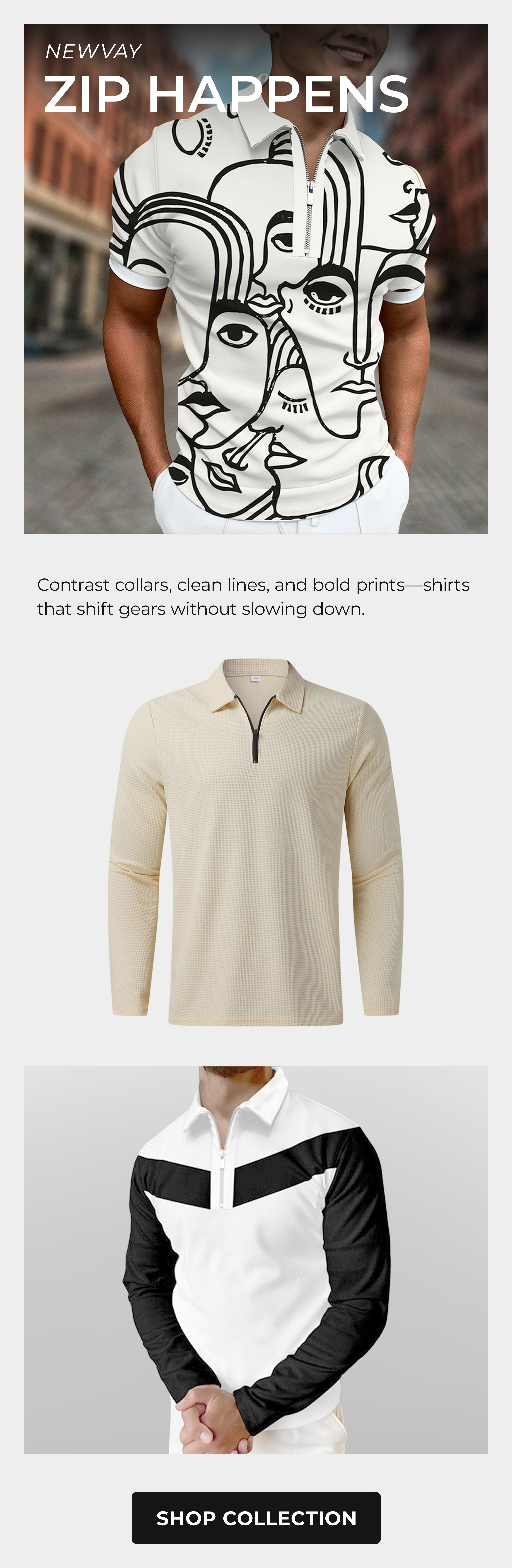 Newvay Zip Front Polos