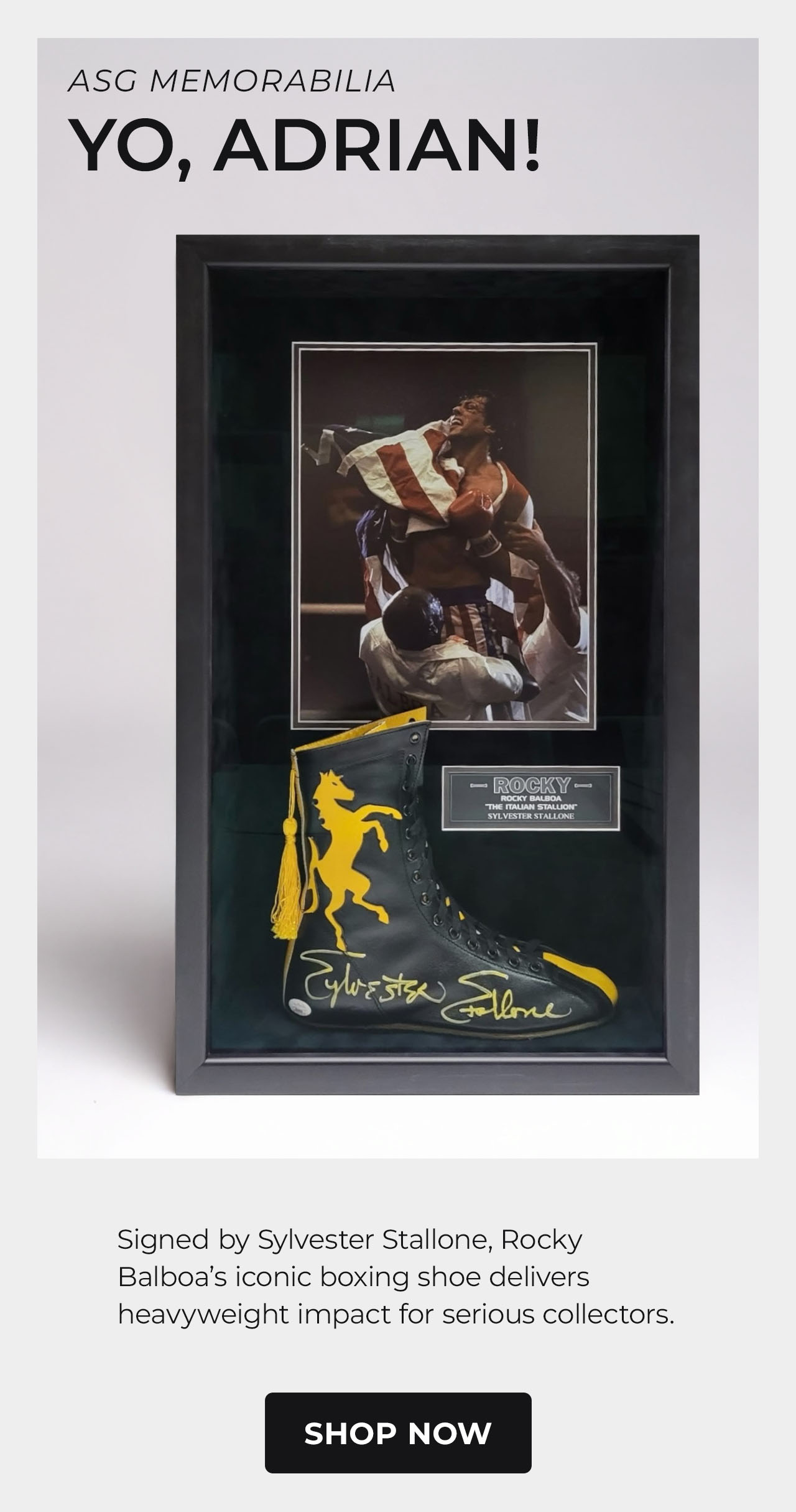 Rocky Balboa Signed Boxing Shoe