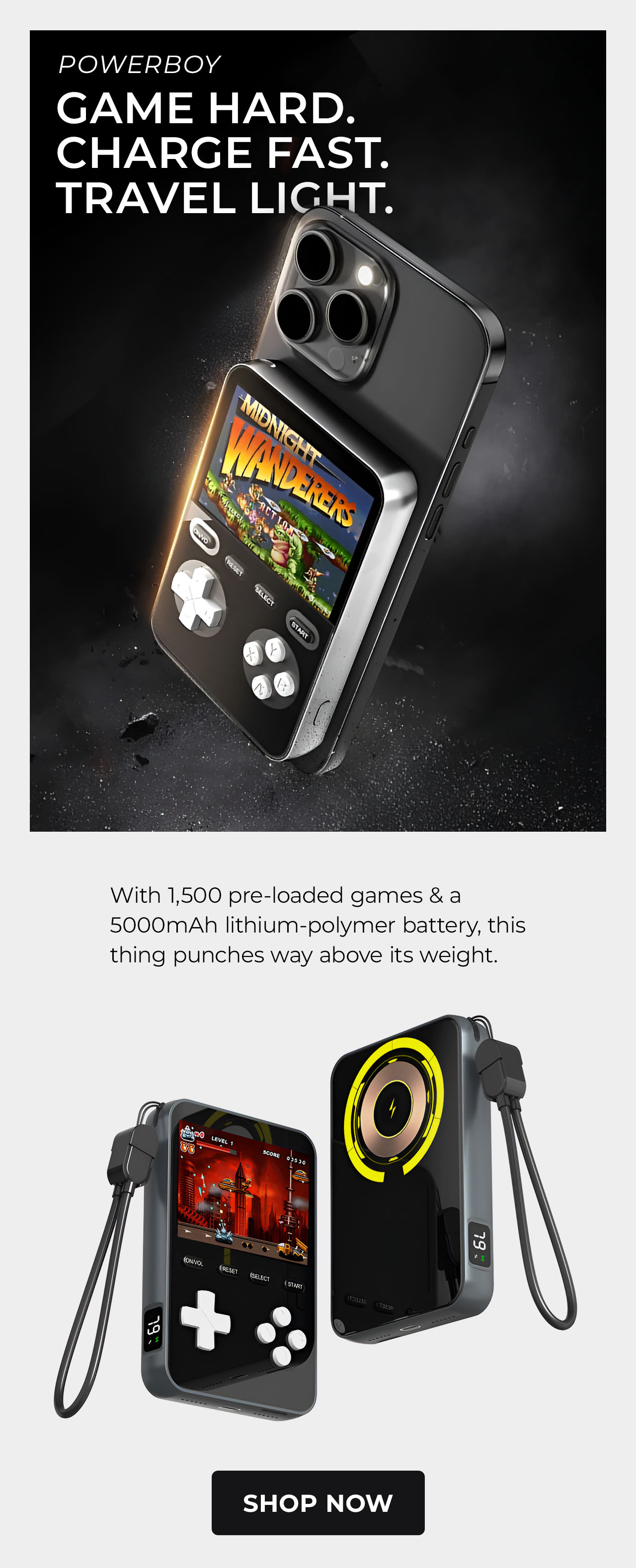 Retropian Handheld Power Bank Game