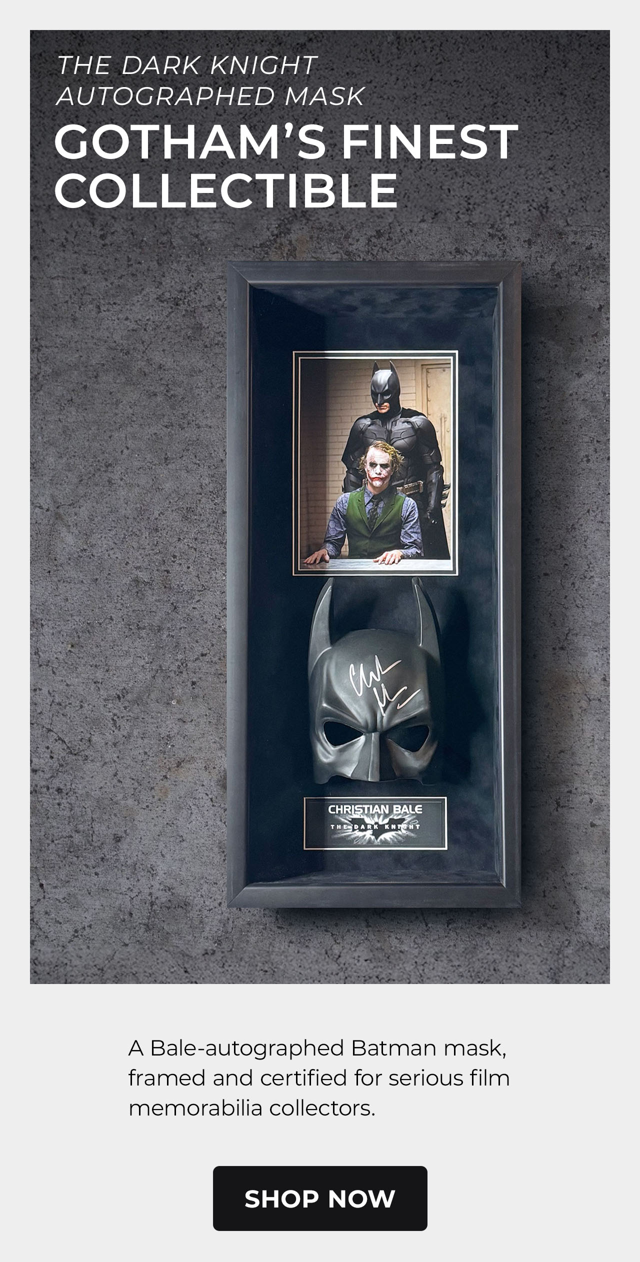 ASG Memorabilia Signed Dark Knight Mask