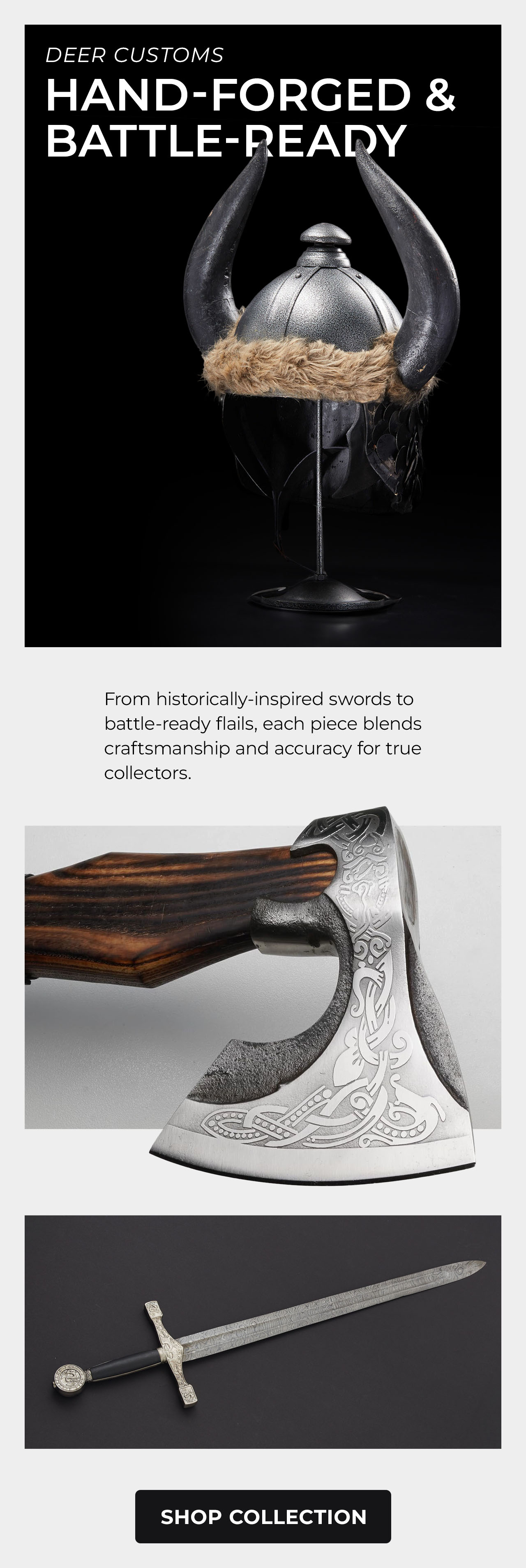 Medieval Swords, Axes, & Helmets