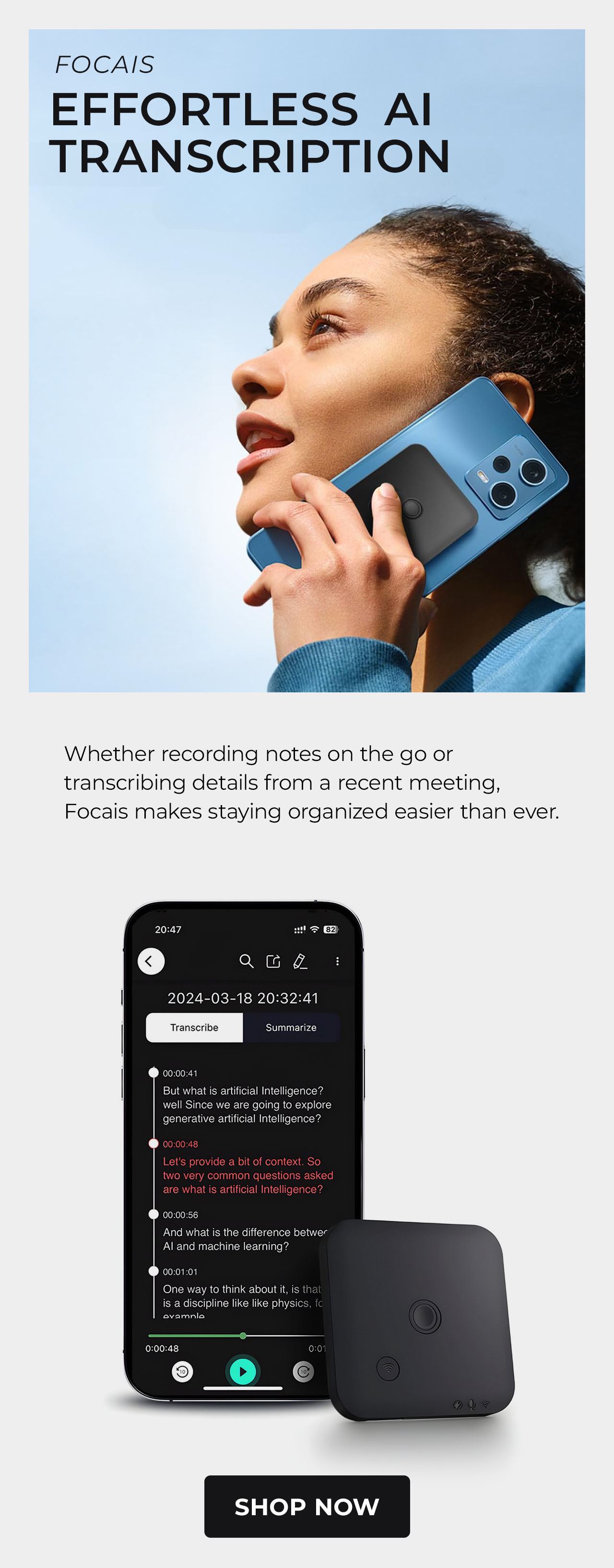 Focais Meet One AI Recorder