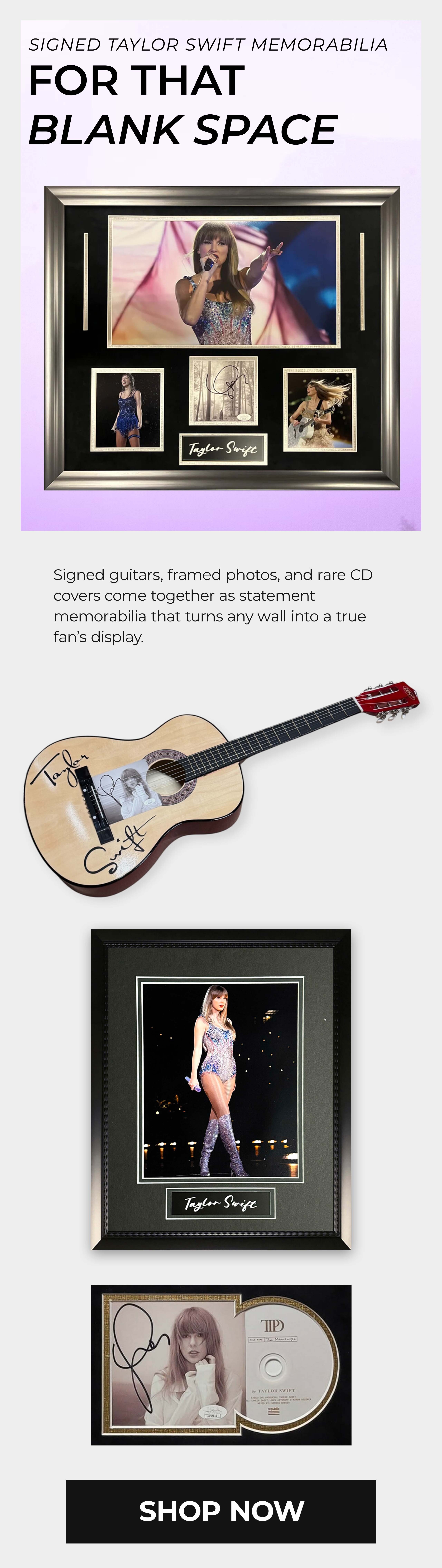 Taylor Swift Signed Memorabilia