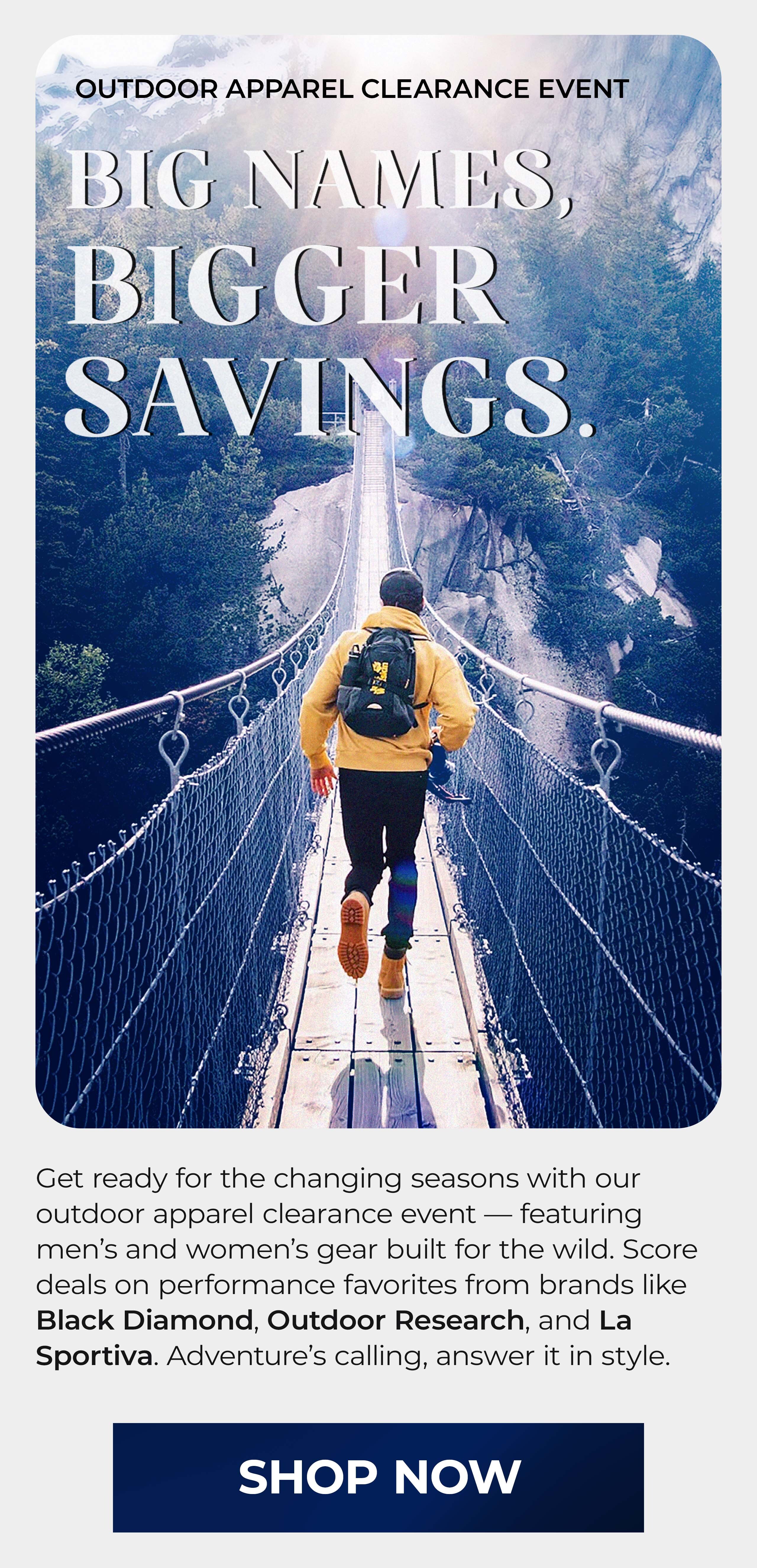 Big Name Outdoor Apparel Clearance