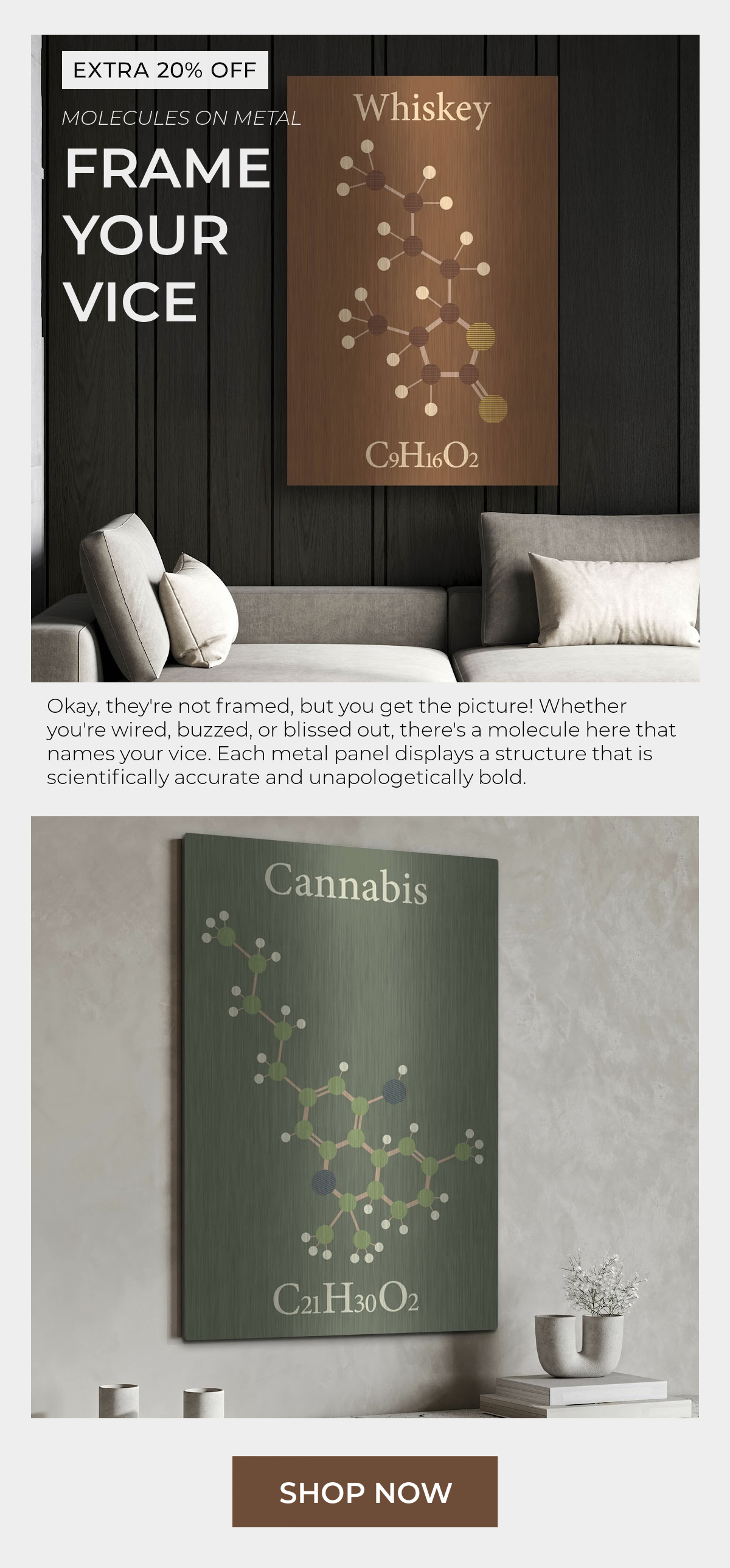 Molecules on Metal Prints