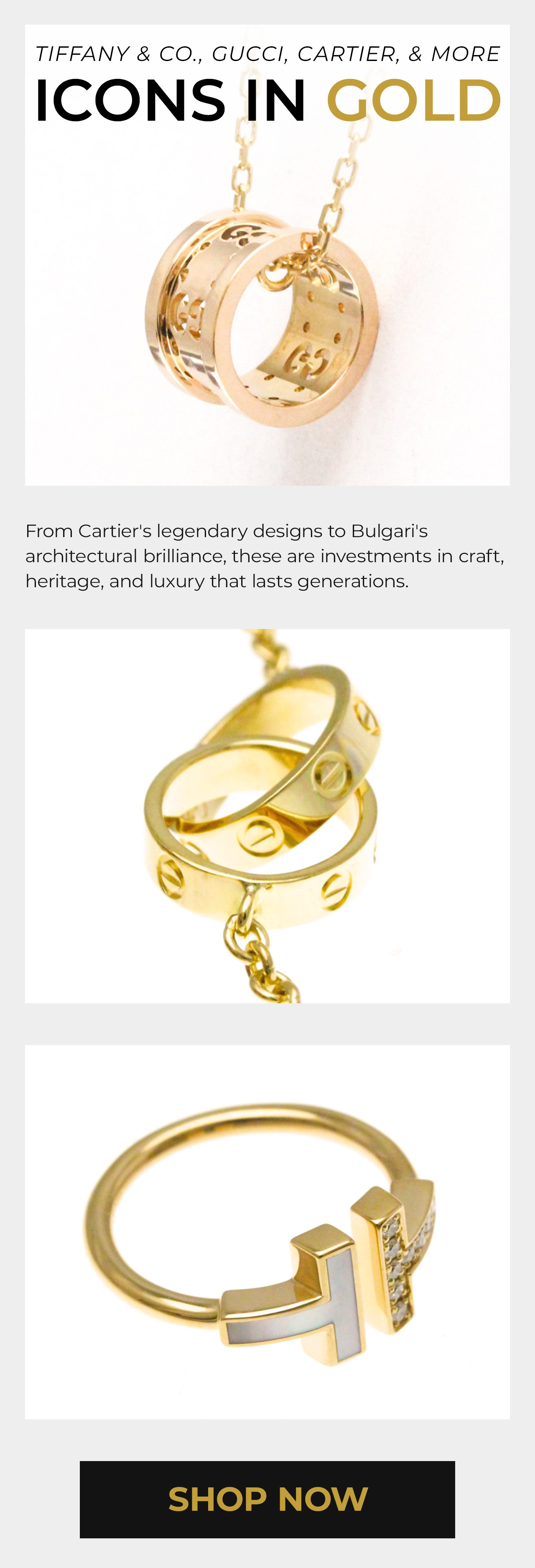 Tiffany, Cartier, Gucci Luxe Jewelry