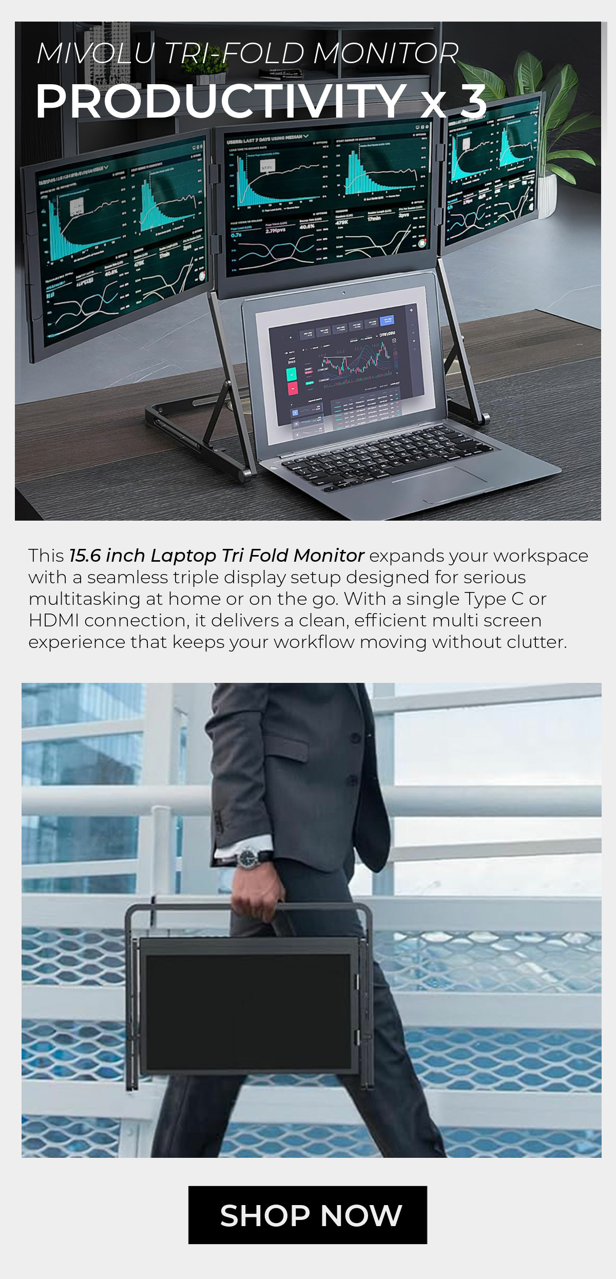 Mivolu Tri-fold Monitor