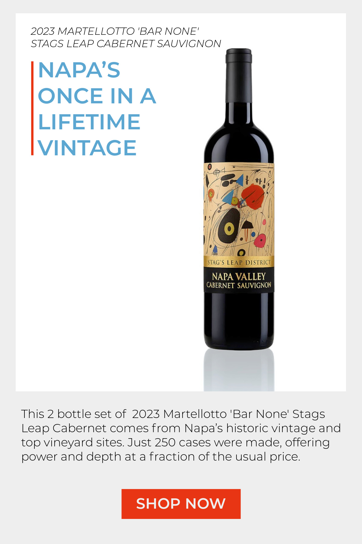 2023 Martellotto 'Bar None' Stags Leap Cab