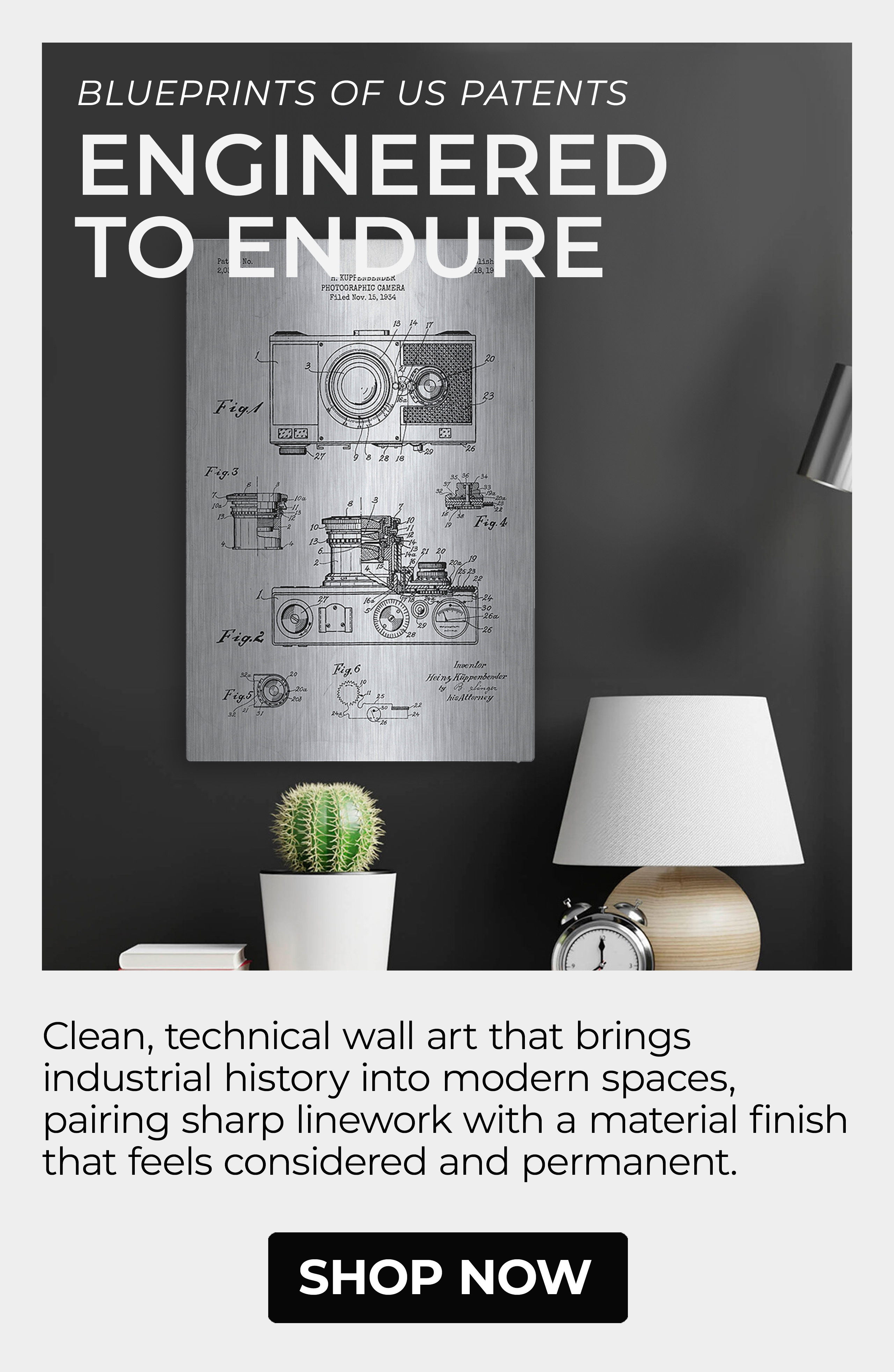 Bold Blueprints On Metal