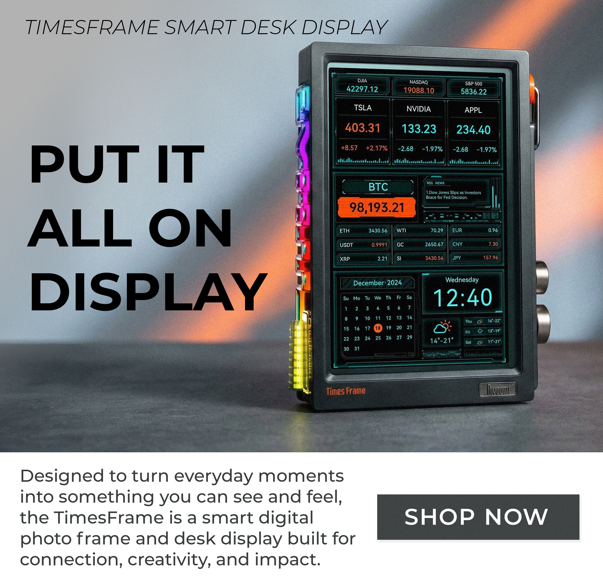 TimesFrame Desk Display