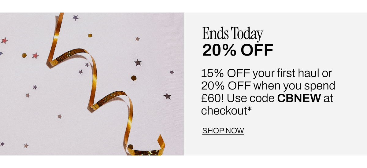 ENDS TODAY 20% OFF