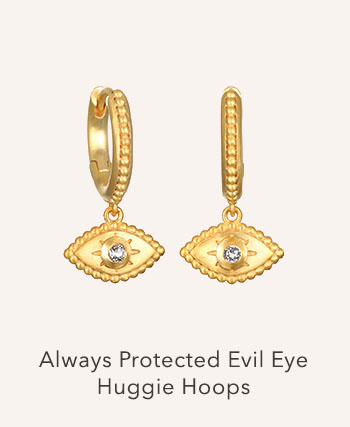 Always Protected Evil Eye Huggie Hoops