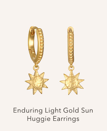 Enduring Light Gold Sun Huggie Earrings