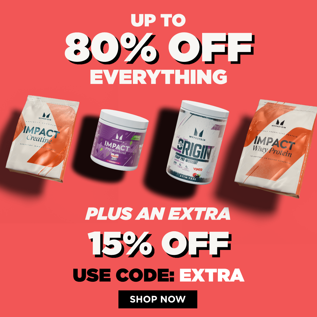Extra 10% off Impact Whey Protein, Creatine and more...