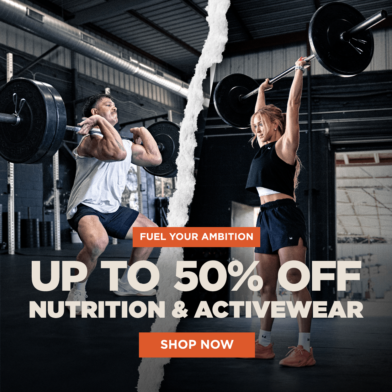 Fuel your ambition with up to 50% off nutrition & activewear