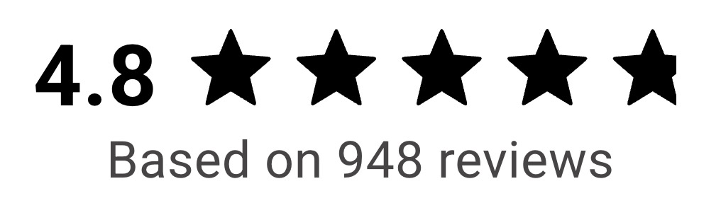 4.8 Stars Rating - Based on 948 reviews