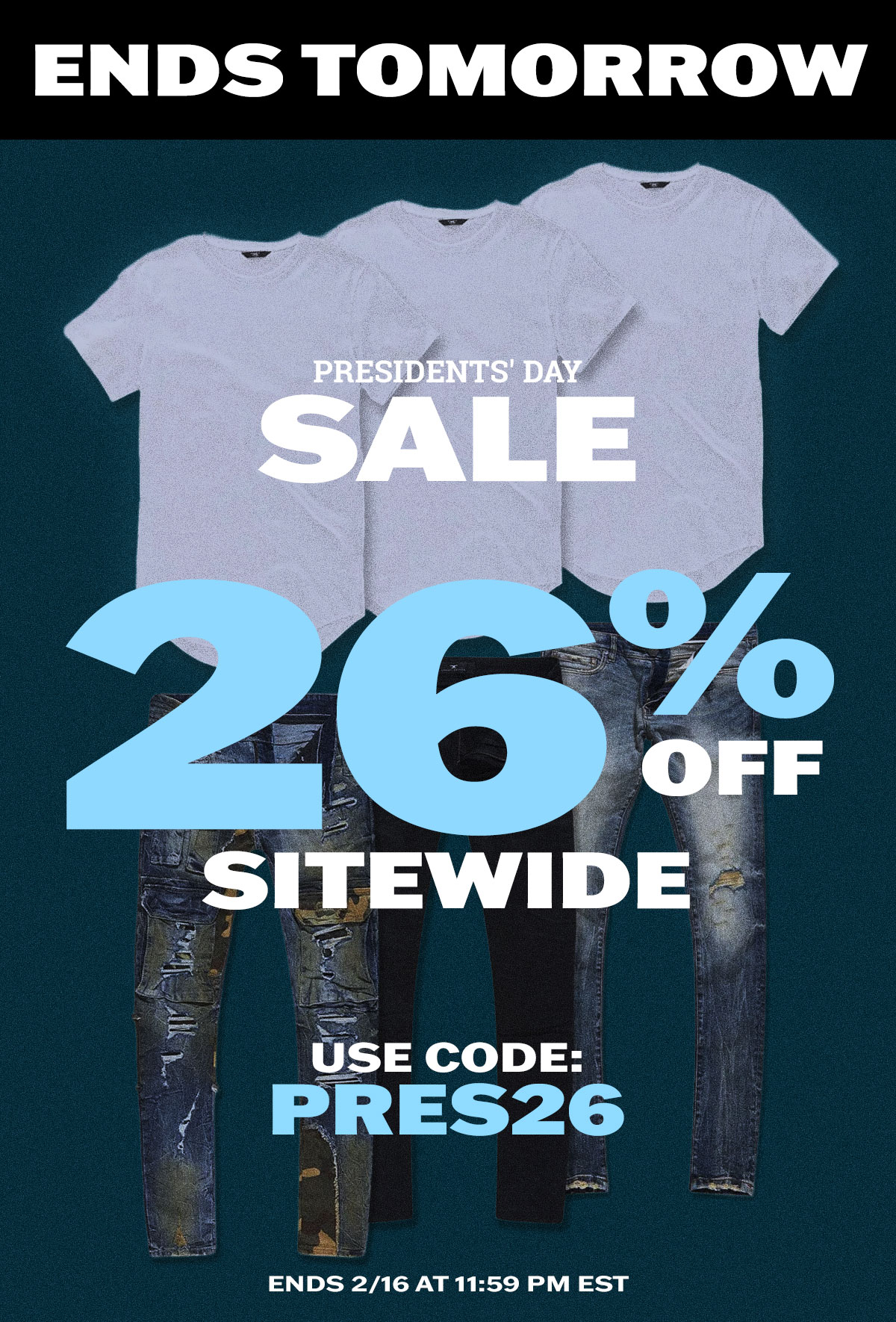 Presidents' Day Sale: 26% off sitewide with code PRES26