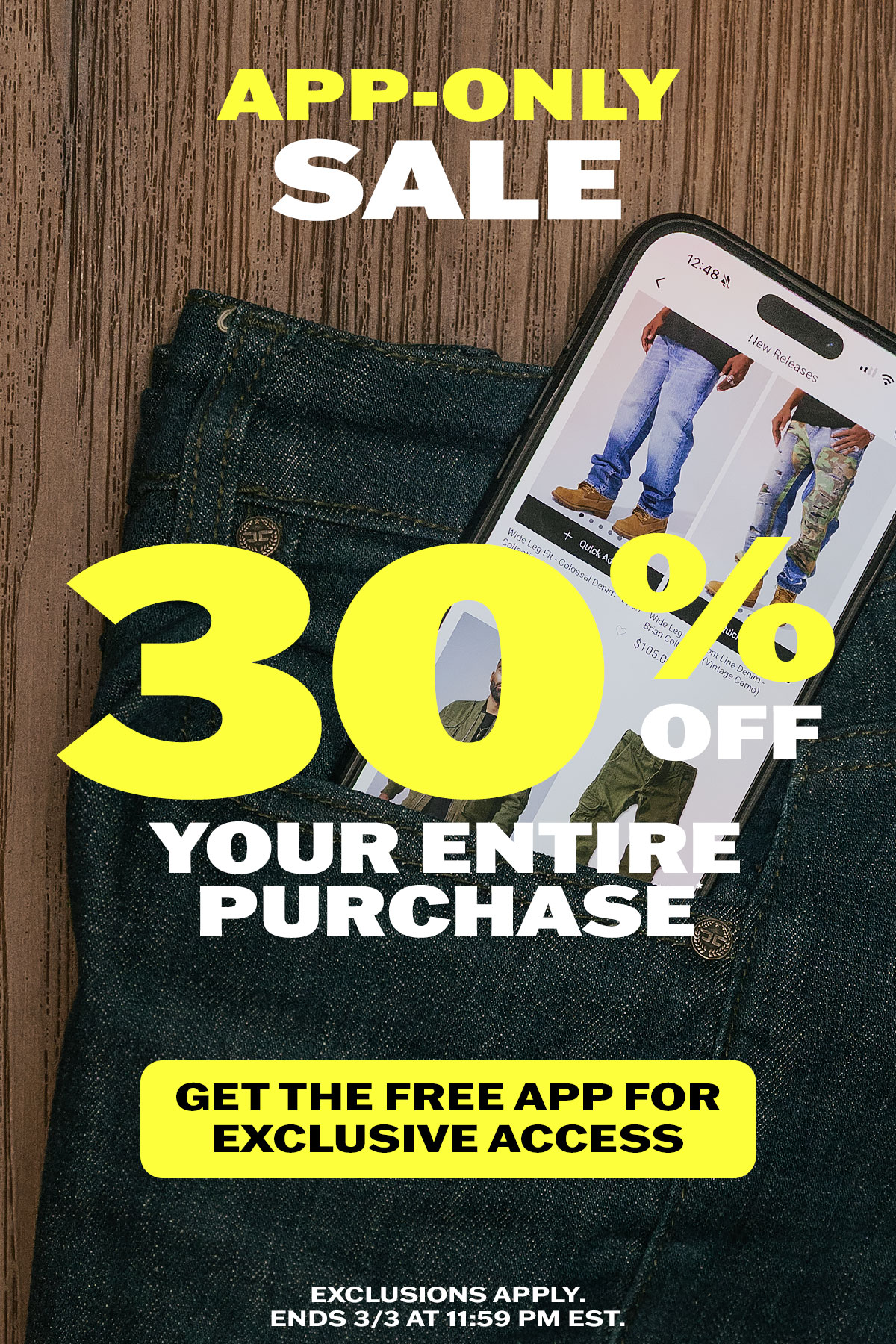 App-Only Sale: 30% off your entire purchase