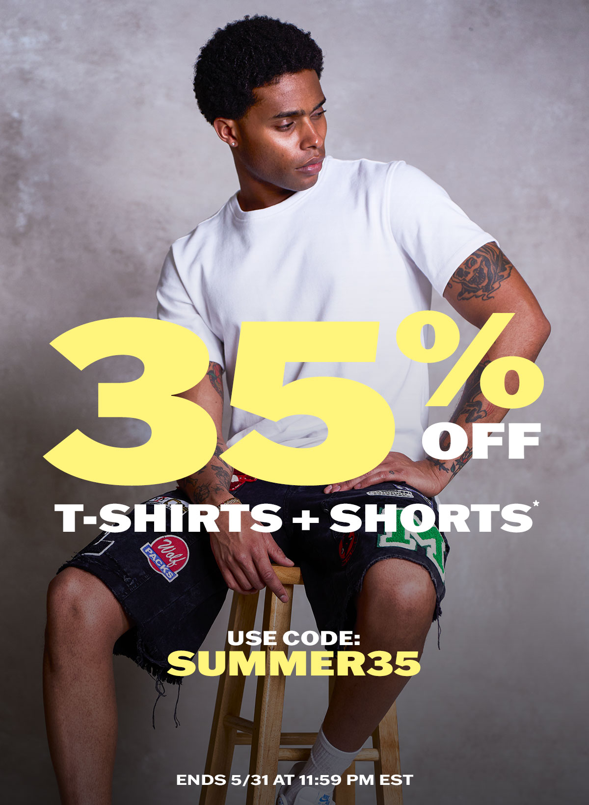 Save 35% off t-shirts + shorts with code SUMMER35. Exclusions apply. Sale ends 5/31 at 11:59 PM EST.