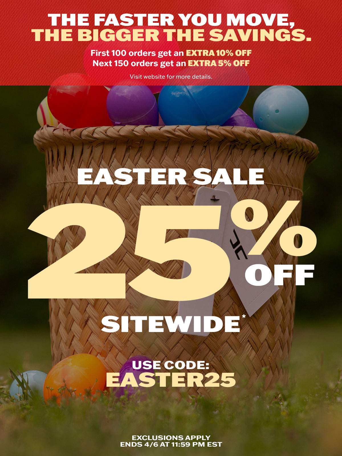 Easter Sale: 25% off sitewide with code EASTER25