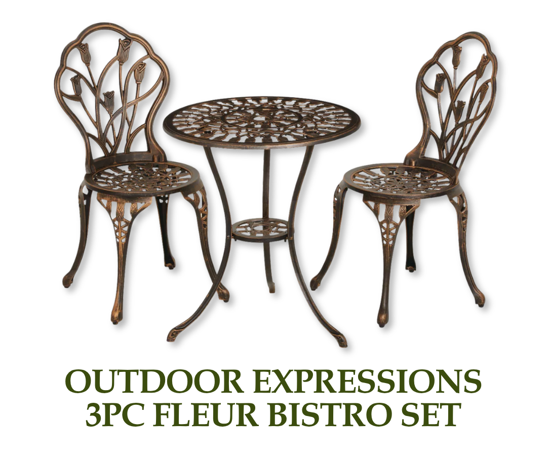 Outdoor Expressions 3pc Fleur Bistro Set