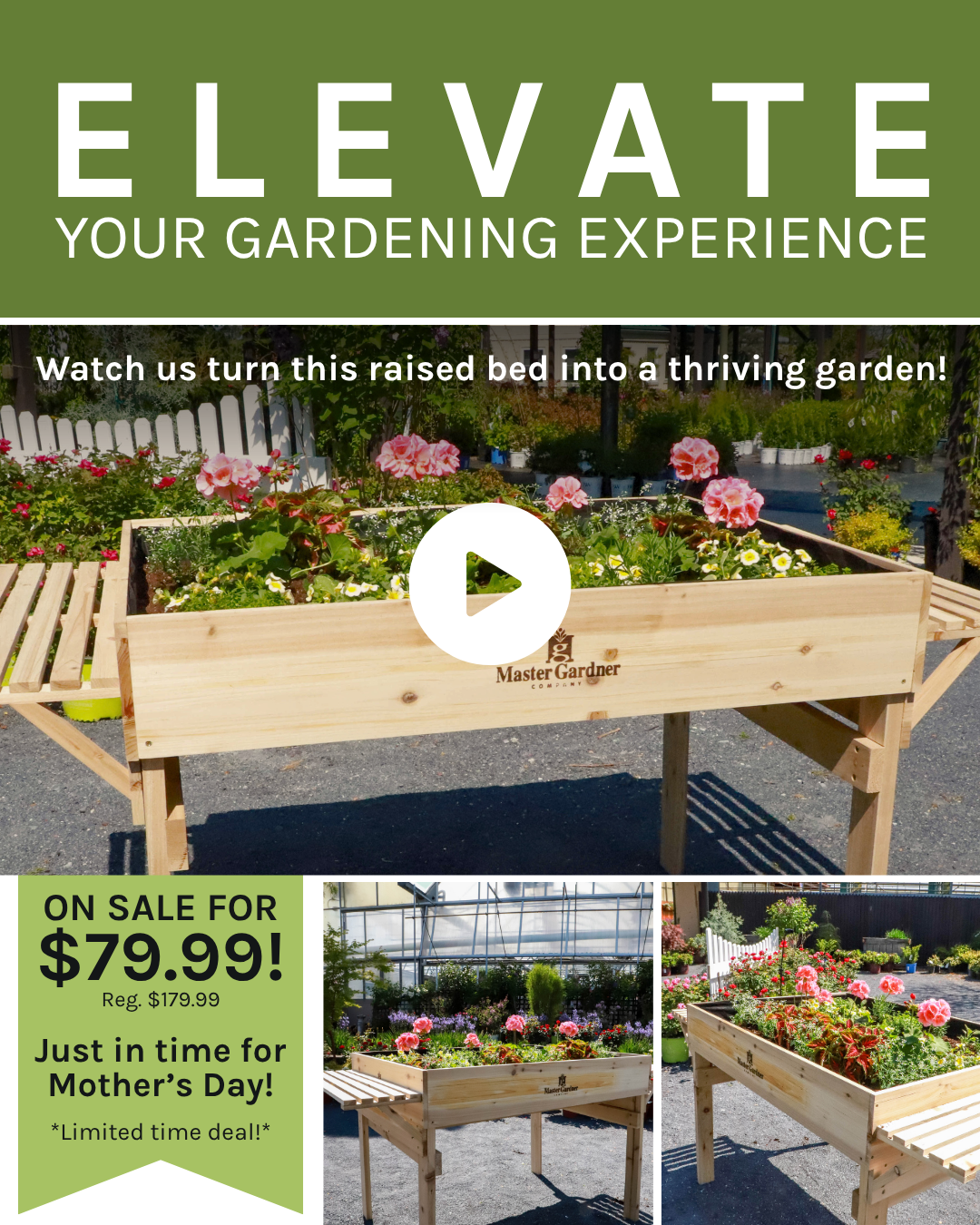 Master Gardner Elevated Wooden Garden Table