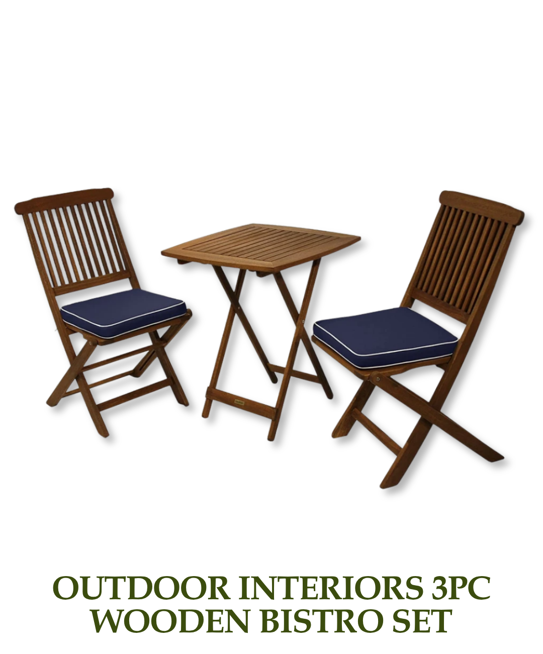 Outdoor Interiors 3 pc Folding Wooden Bistro Set