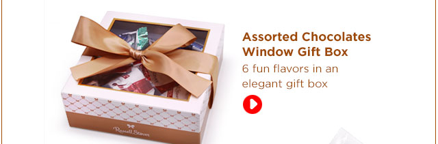 Assorted Chocolates Window Gift Box. 6 fun flavors in a elegant gift box. Shop Now.