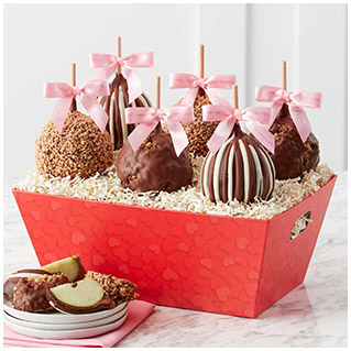 Grand Valentine Caramel Apple Gift Basket