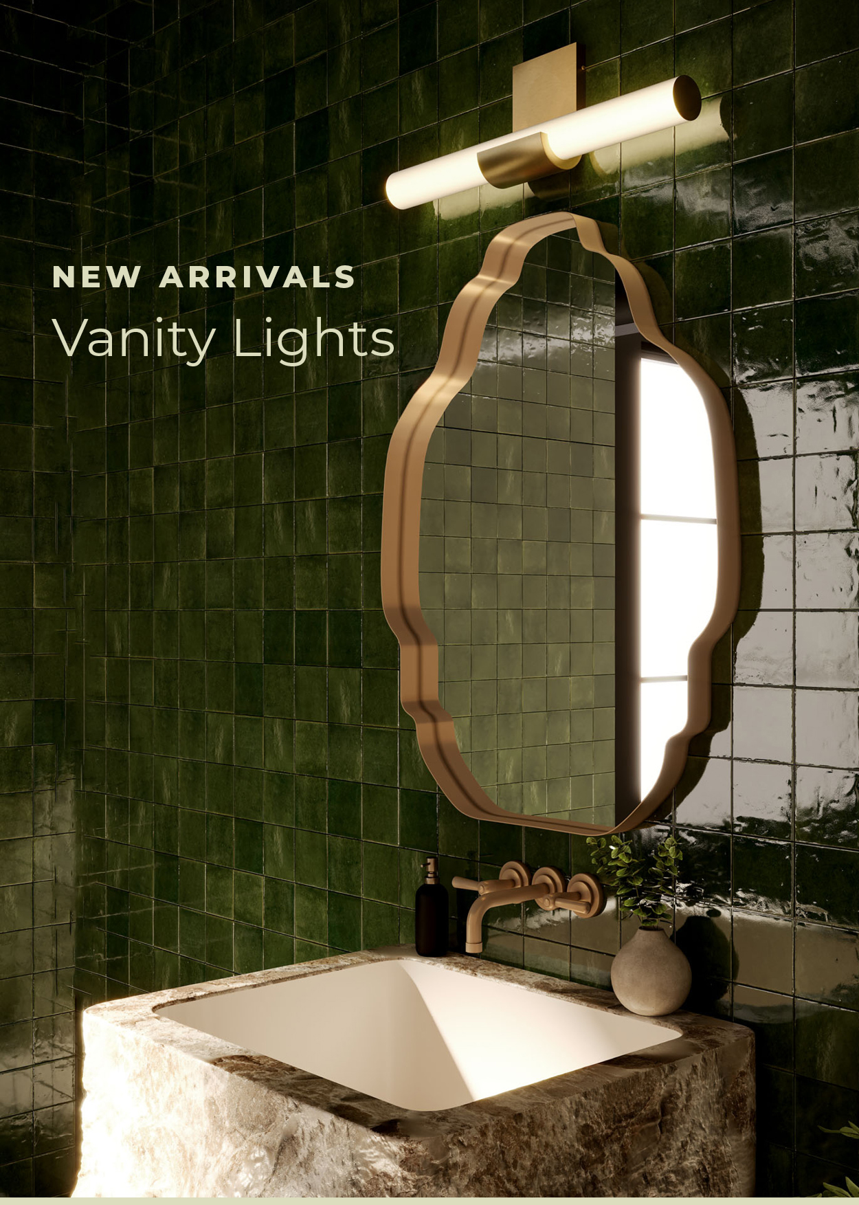 New Arrivals | Vanity Lights | Whether modernizing the main bath or polishing the powder room, this new crop of vanity lights make everyone look good. | Shop