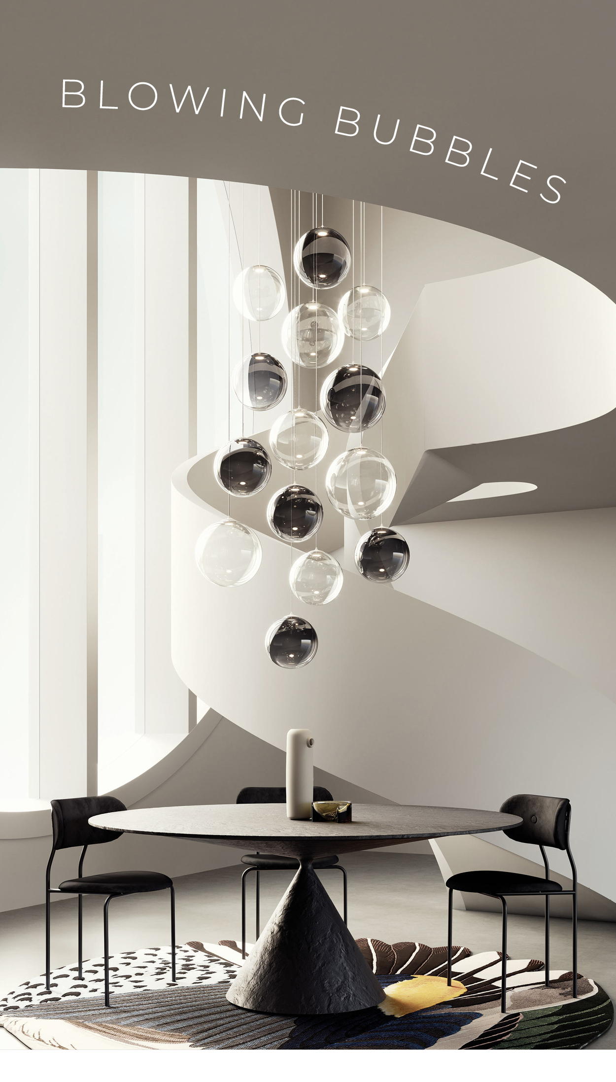 Blowing Bubbles | Comprised of lightweight, blown-glass spheres in a variety of sizes and finishes, the Random Collection from Venice-based Lodes allows you to form your own poetic composition of bubbles—seemingly frozen in time. | Shop