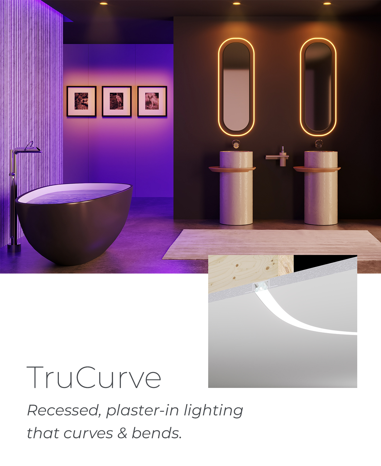 TruCurve Recessed, plaster-in lighting that curves & bends.