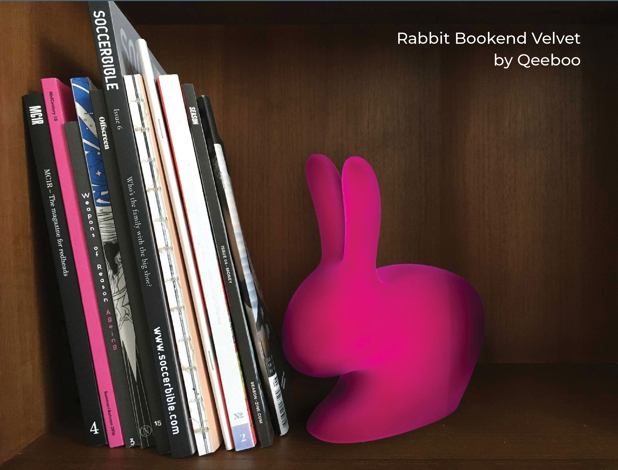 Rabbit Bookend Velvet - Open Box by Qeeboo