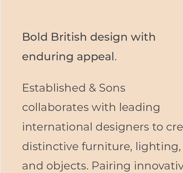 Bold British design with enduring appeal.  Established & Sons collaborates with leading international designers to create distinctive furniture, lighting, and objects.