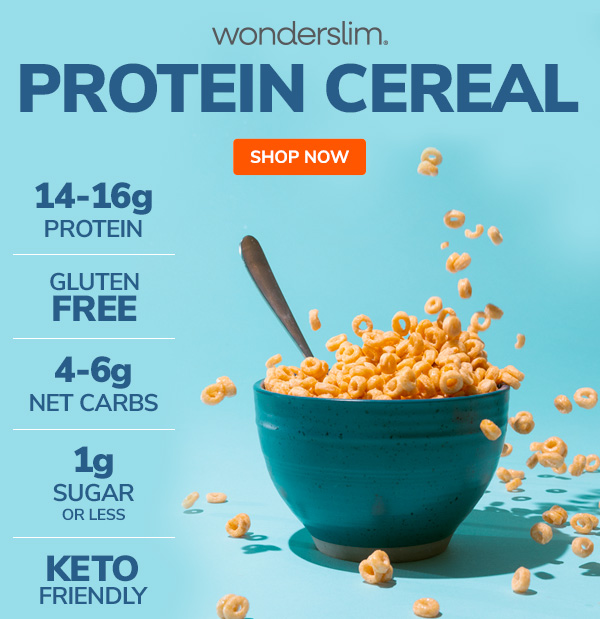 Wonderslim Protein Cereal >> - 14-16g Protein - Gluten Free - 4-6g Net Carbs - 1g Sugar or Less - Keto Friendly >> Shop Now >>
