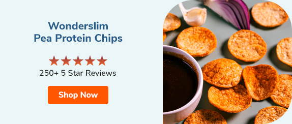 Wonderslim Pea Protein Chips 250+ 5 star reviews SHOP NOW >>