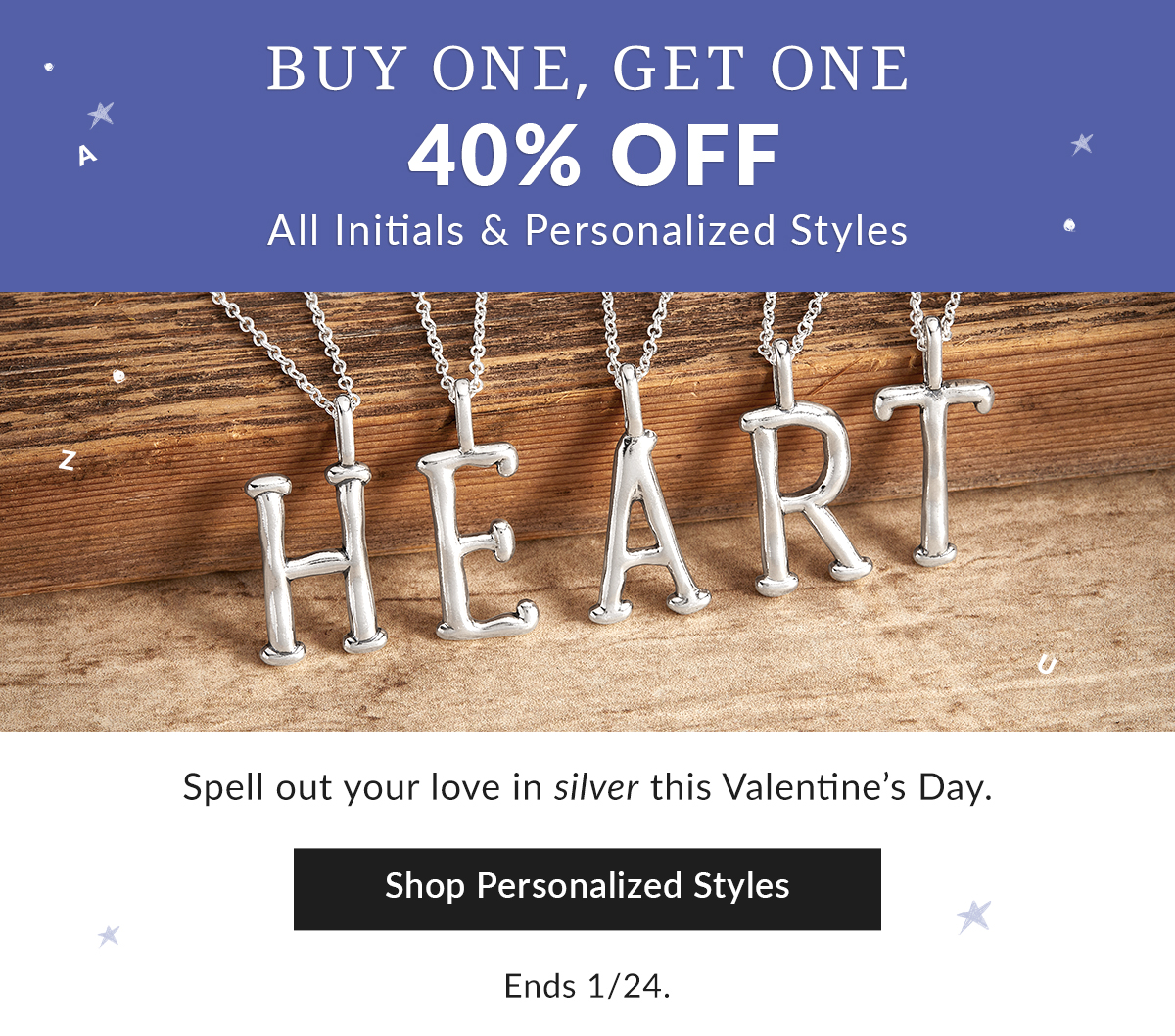 BOGO 40% Off Personalized Jewelry