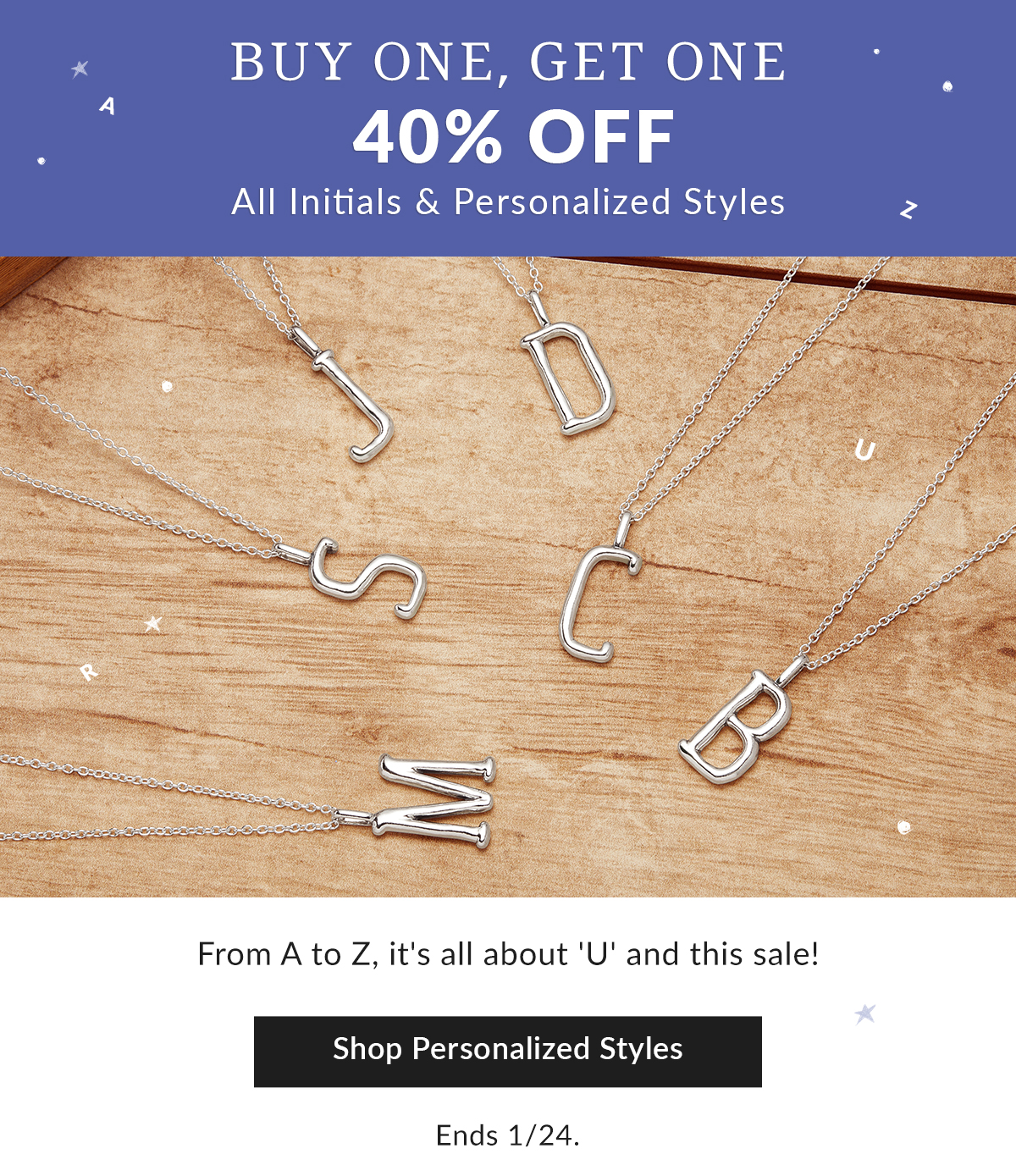 BOGO 40% Off Personalized Jewelry