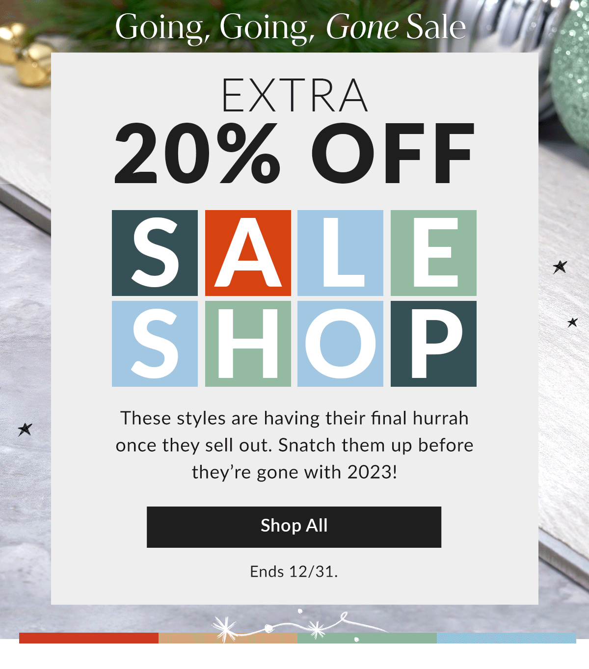 Extra 20% off the sale shop!