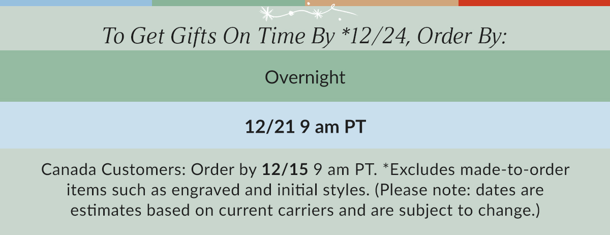 To get gifts on time by 12/24