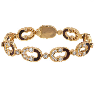 Viltier Bulleye and Diamond Magnetic Semi Enchaine Bracelet